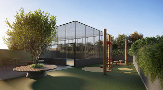 Perspectiva ilustrada do playground do Etéra Home